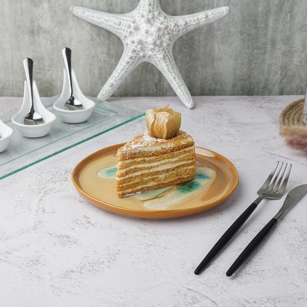 Тарелка d 18,5 см h1,5 см Light Brown Spots Sea Wave Frutti di Mare P.L. [1]