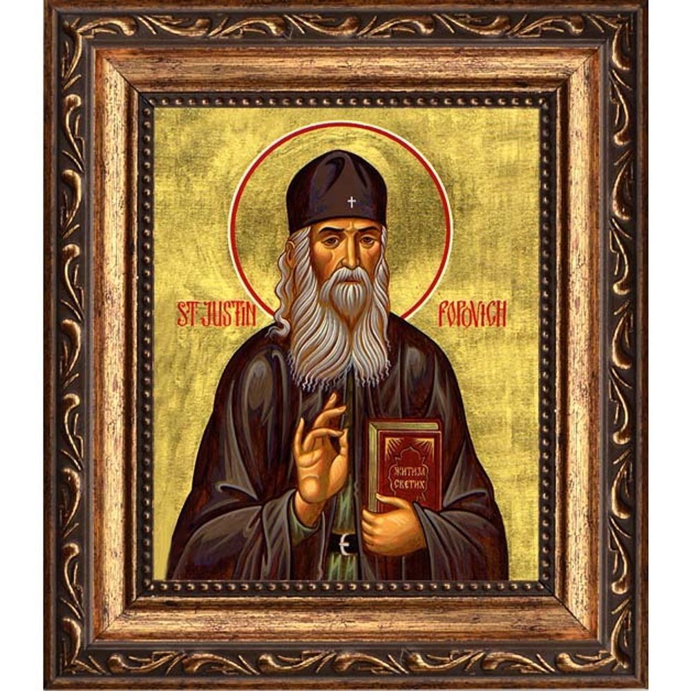 Иустин (Попович) Челийский преподобный. Икона на холсте.