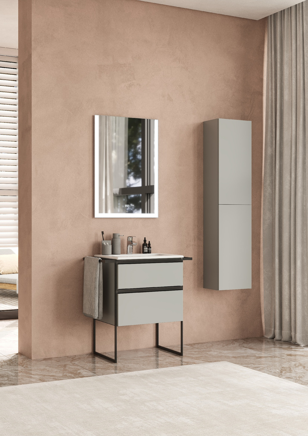 Шкаф-колонна Roca Domi 1500 серый матовый ZRU9307875