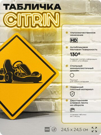 Табличка декоративная "Карт" на дверь и стену, спортивная, информационная, декоративный знак, 24,5х24,5 см, пластиковая, Айдентика Технолоджи