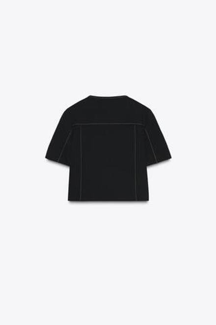 ZARA БЛЕЙЗЕР С КОРОТКИМИ РУКАВАМИ И КОНТРАСТНОЙ ОТДЕЛКОЙ, ЧЕРНЫЙ