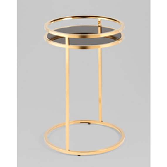 Журнальный столик Гестия 41*60см стекло черное сталь золото