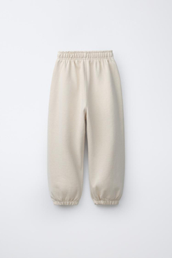 ZARA ФЛИСОВЫЕ БРЮКИ BALLOON С НАДПИСЬЮ, ЭКРЮ