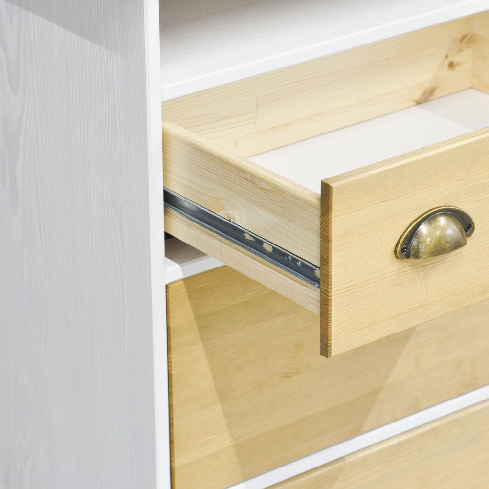 Комод 139х38х84, Тэа, с 9 ящиками для вещей и полкой Тэа, массив сосны, 9 ящиков / белый, бейц, Dipriz