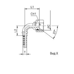 Фитинг DN 06 JIC (Г) 9/16 (90) (накидная гайка)