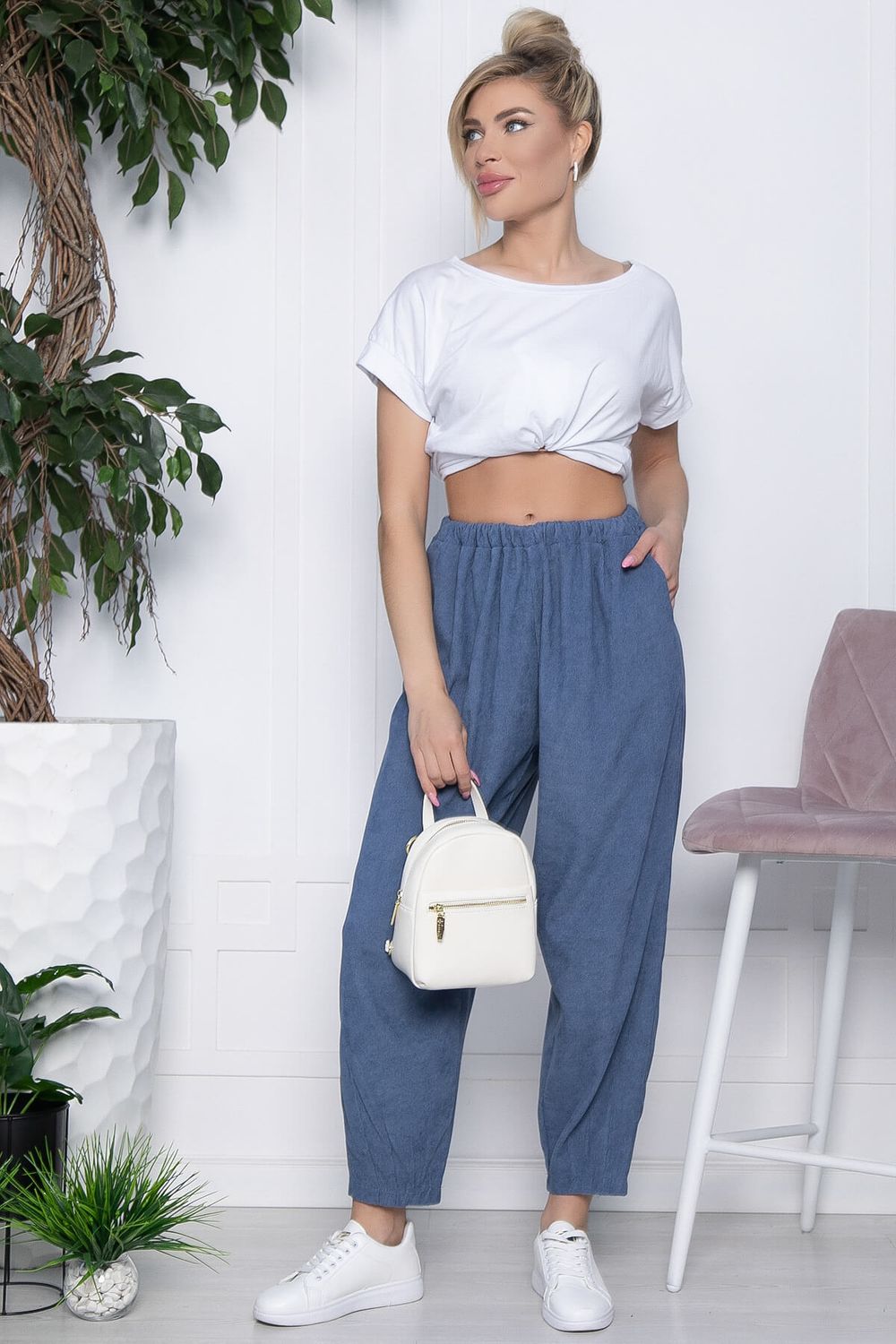 Брюки бохо широкие (голубые) Б10843 LT Collection