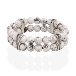 Браслет Всевидящее Око из Мельхиора Двойной с магнезитом 8 мм