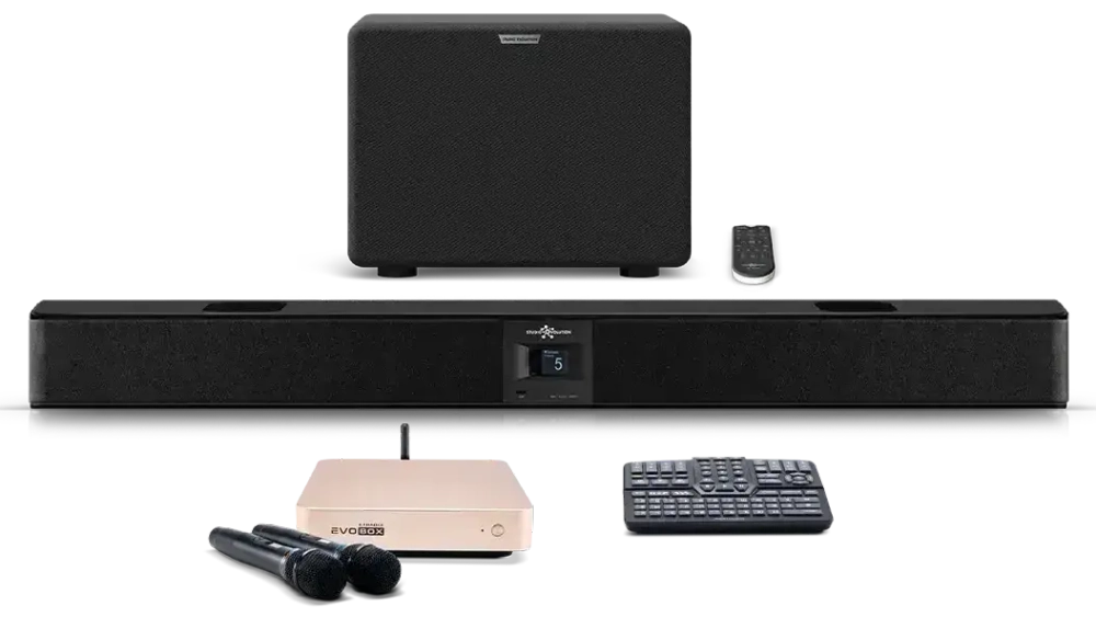 Караоке система Evobox Classic с микрофонами + Акустическая система EvoSound Bar