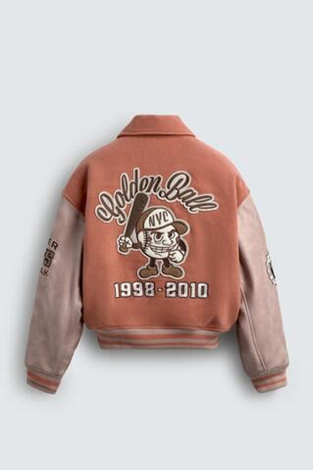 ZARA УТЕПЛЕННЫЙ БОМБЕР С НАШИВКАМИ, ПАСТЕЛЬНО-РОЗОВЫЙ