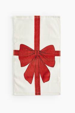 H&M Хлопковое полотенце с рождественским принтом, красный