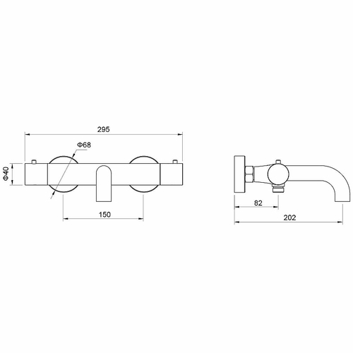 Смеситель для ванны Aquatek Европа AQ1343CR с термостатом Хром