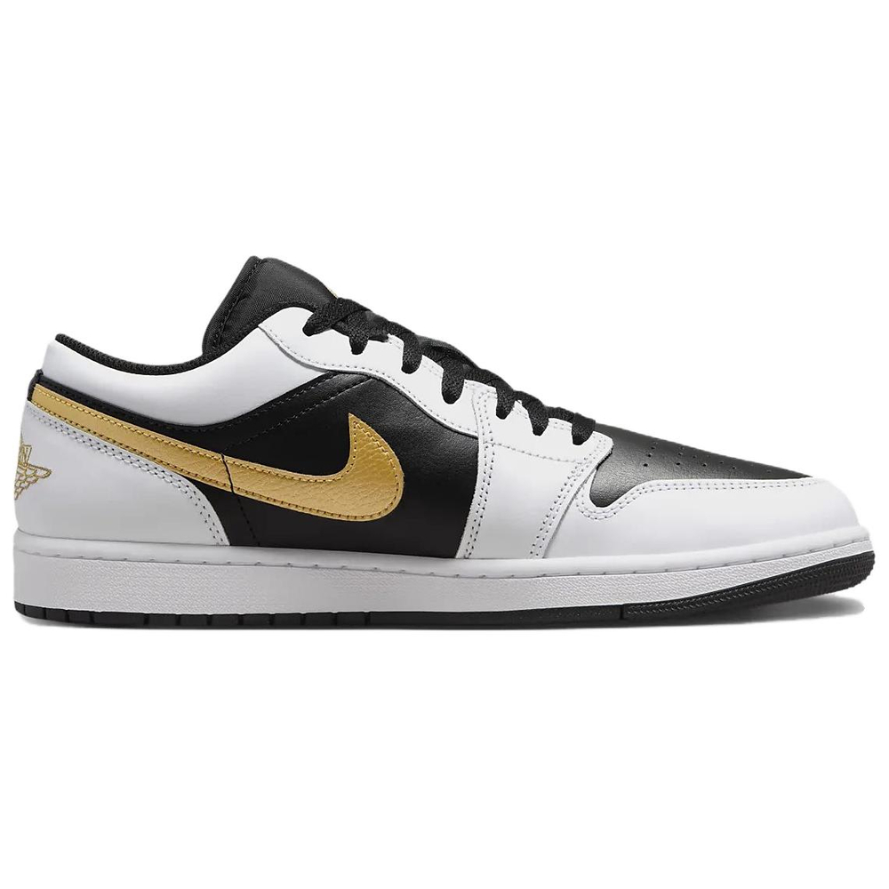 Jordan 1 Low White Black Metallic Gold Swoosh