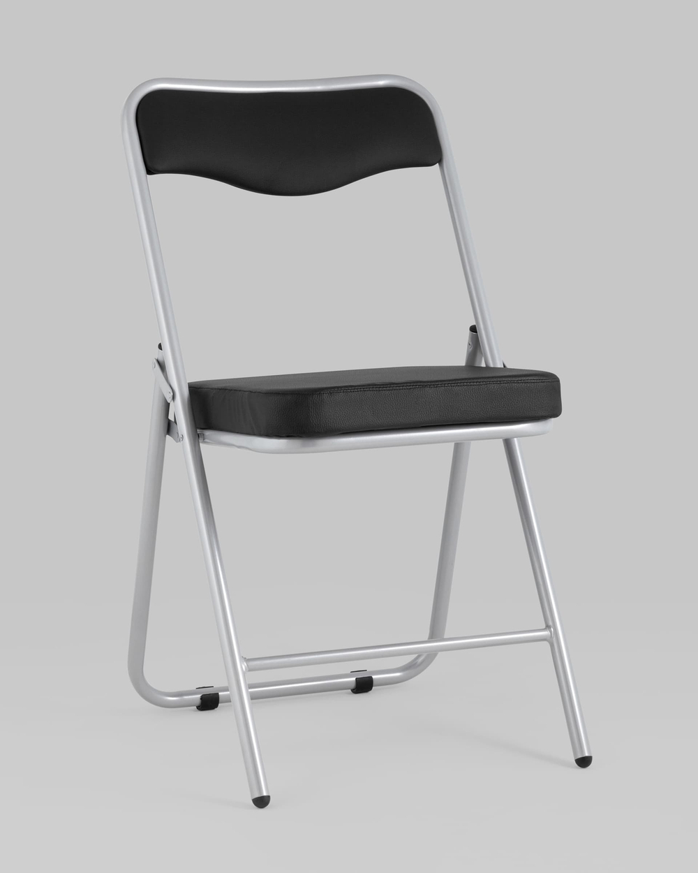 Складной стул Джонни экокожа черный каркас металлик