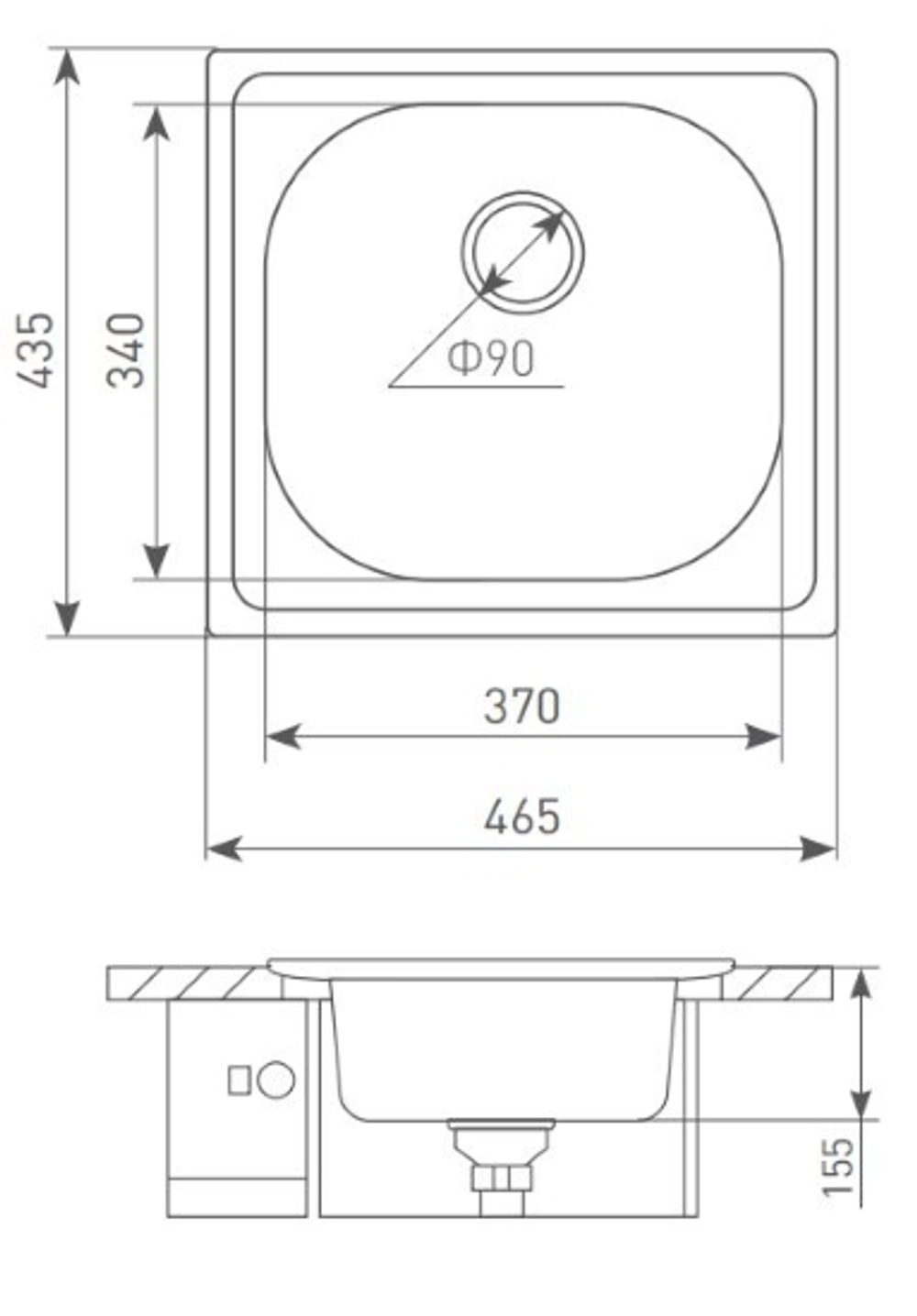 Кухонная мойка ZIGMUND & SHTAIN PLATZ 465 polished нерж.сталь