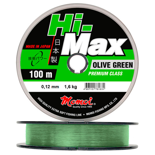 Леска Hi-Max Olive Green 0,12 мм., 1,6 кг, 100 м, оливковая