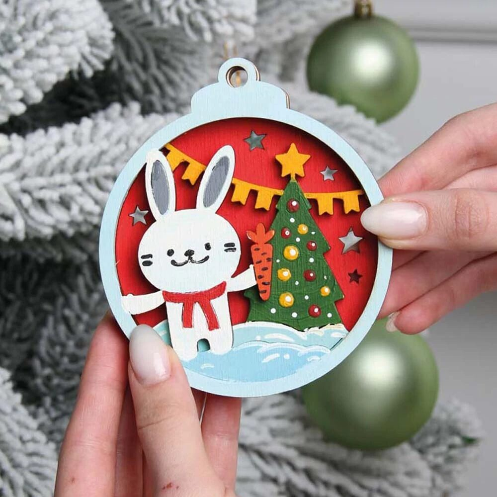 Новогодняя игрушка раскраска в коробке. диаметр 8см