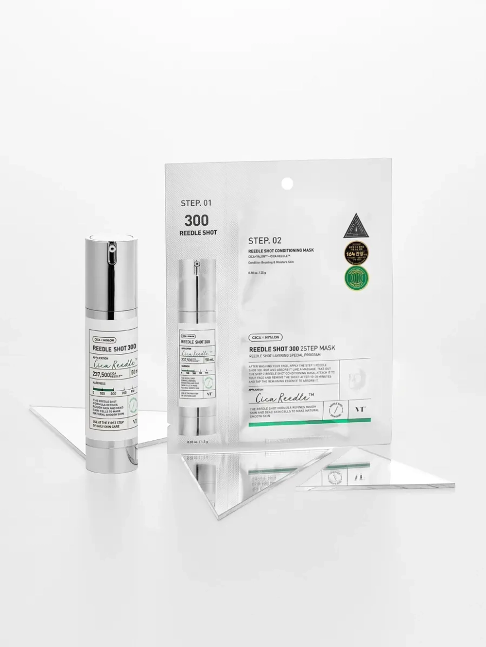 VT Cosmetics Двухступенчатая тканевая маска с микроиглами для глубокого восстановления и выравнивания тона Cica Reedle Shot 300 2Step Mask 1.5+25 гр