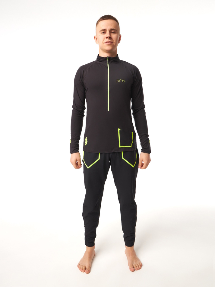 ЛОНГСЛИВ УТЕПЛЕННЫЙ МУЖСКОЙ 3/4 ZIP BRUSH | BLACK YELLOW