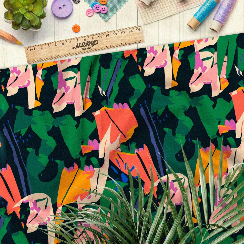 Ткань таффета «дикие джунгли» клод моне