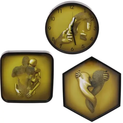 Часы настенные + пано 2шт «HOME STYLE» Любовь, черный корпус