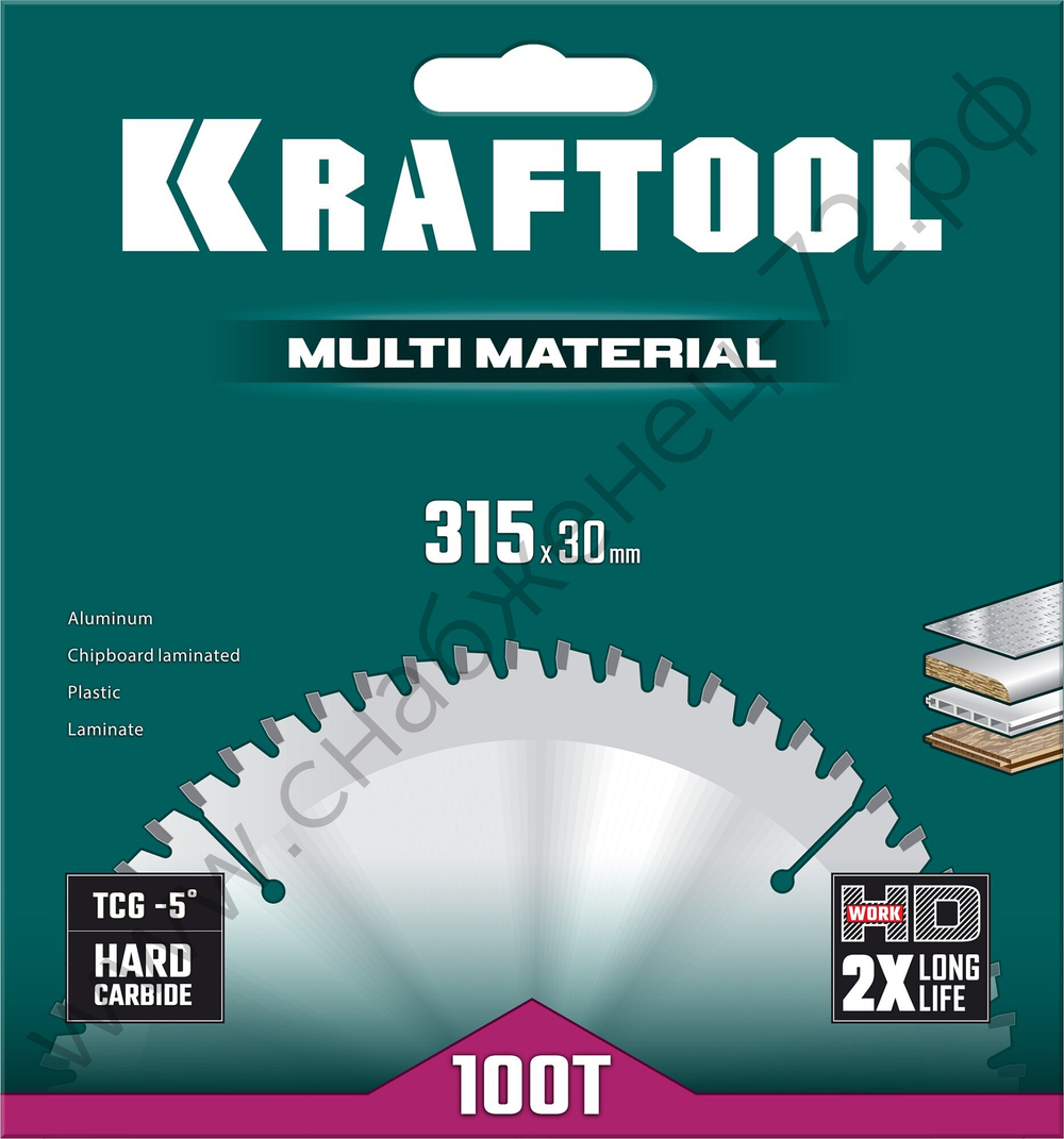 KRAFTOOL Multi Material 315х30мм 96Т, диск пильный по алюминию