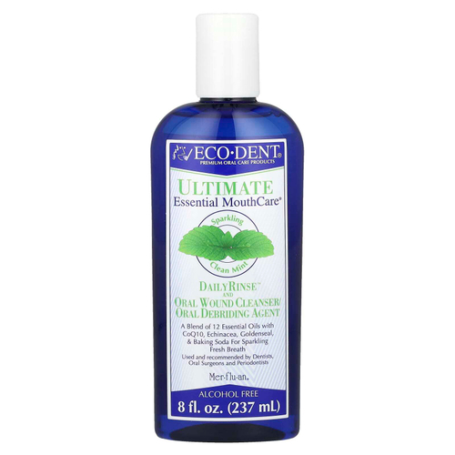Eco-Dent, Ultimate Essential MouthCare®, DailyRinse™, средство для очищения и обработки ран, без спирта, чистая мята, 237 мл (8 жидк. унций)