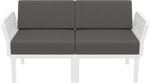 Диван пластиковый двухместный с подушками Siesta Contract Portofino Lounge, белый, темно-серый