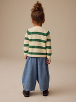 Кардиган вязаный на молнии для девочки Next E25-152, Молочный, Зеленый