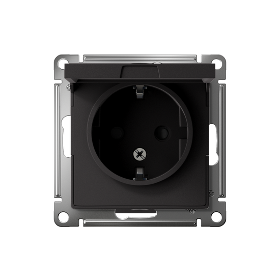 Розетка 1-м СП AtlasDesign 16А IP20 с заземл. защ. шторки с крышкой механизм карбон SE ATN001046