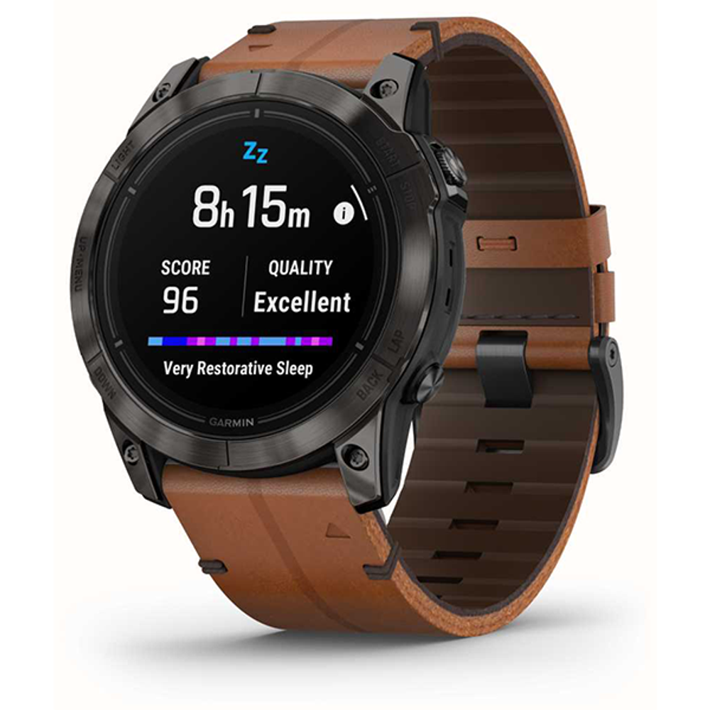 Умные часы Garmin Epix Pro (Gen 2) 51 мм Sapphire Edition титан DLC Carbon Grey с каштановым кожаным ремешком