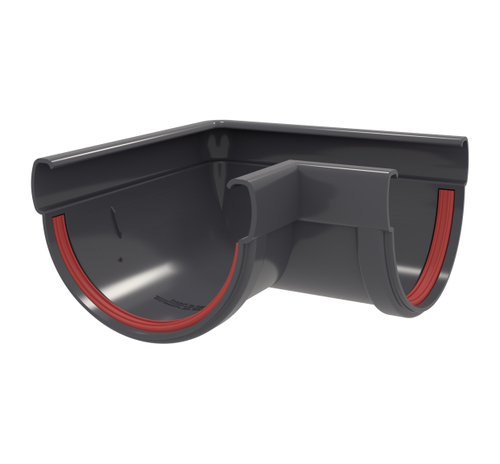 Угол желоба 90 град. Дизайн 135 ПВХ Grand Line графит