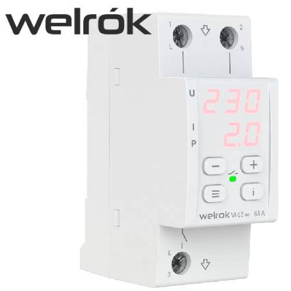 Реле напряжения с контролем тока (WELROK) VI-63A red