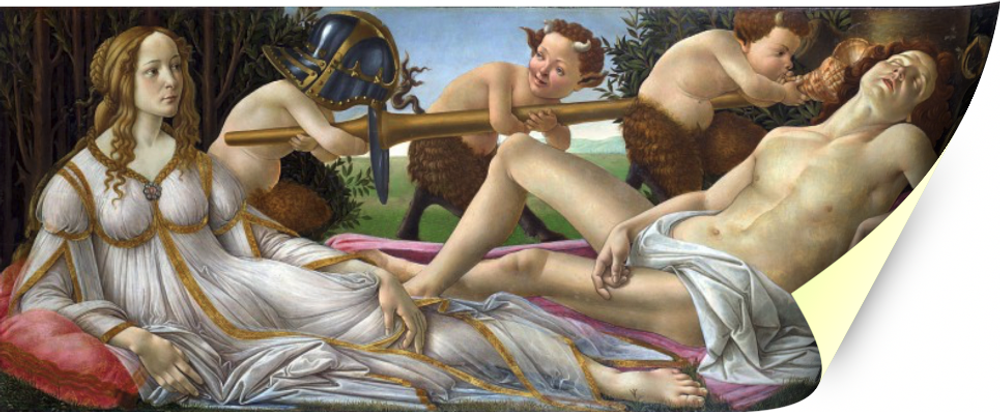 Картина для интерьера Венера и Марс, художник Боттичелли, Сандро, печать на холсте Настене.рф