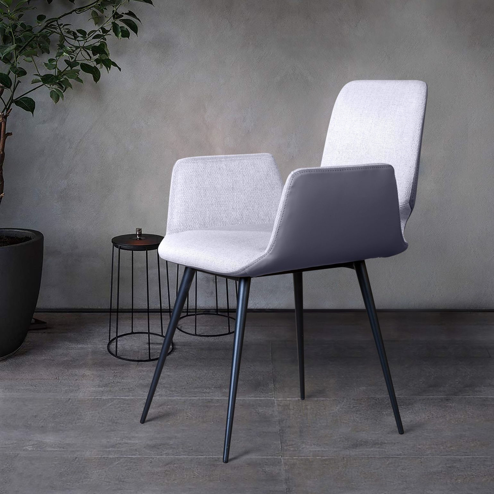 Стул с подлокотниками Adam, рогожка комби серый