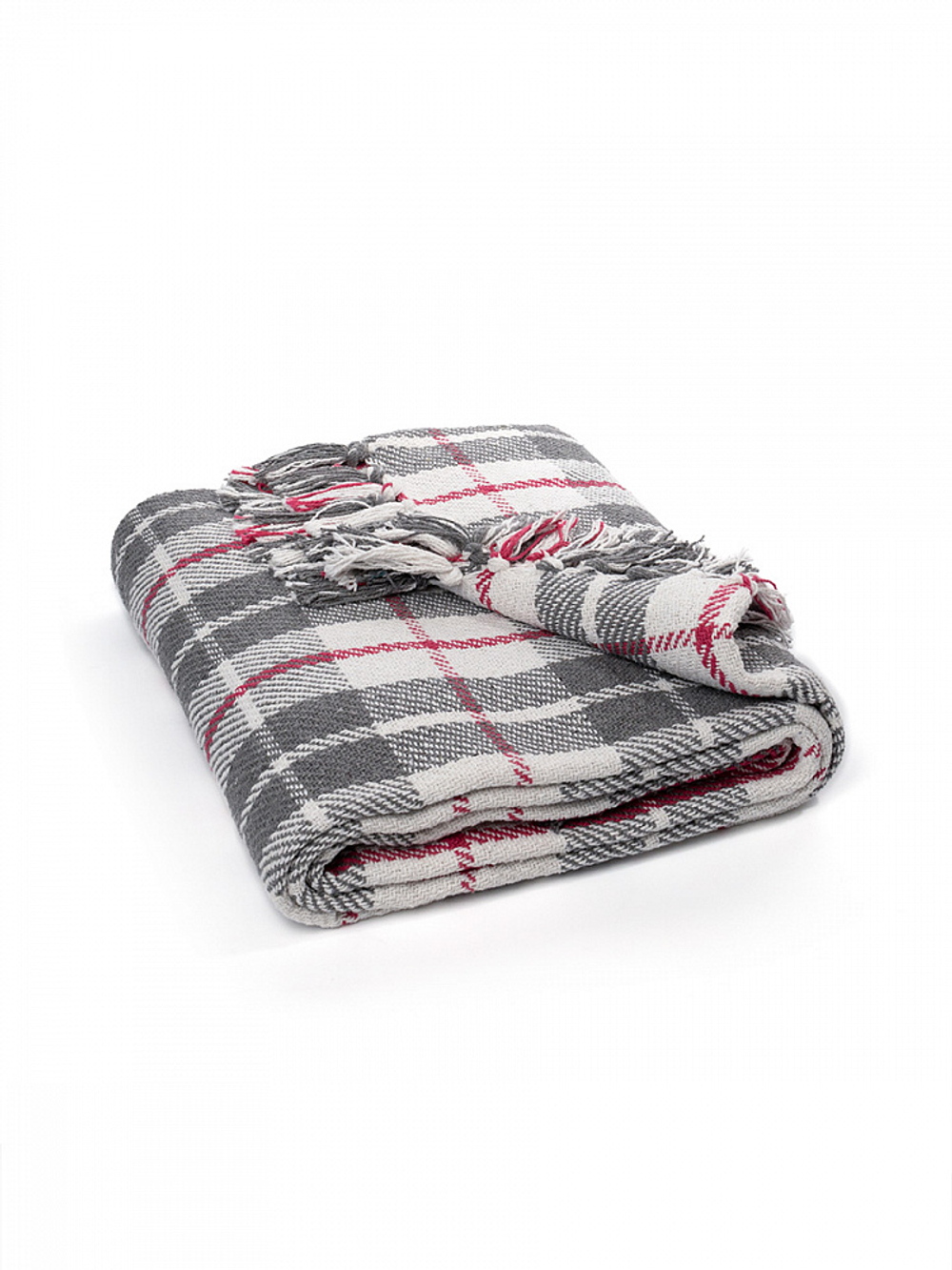 Покрывало DeNASTIA клетка 200x220 хб100% серый/белый Индия