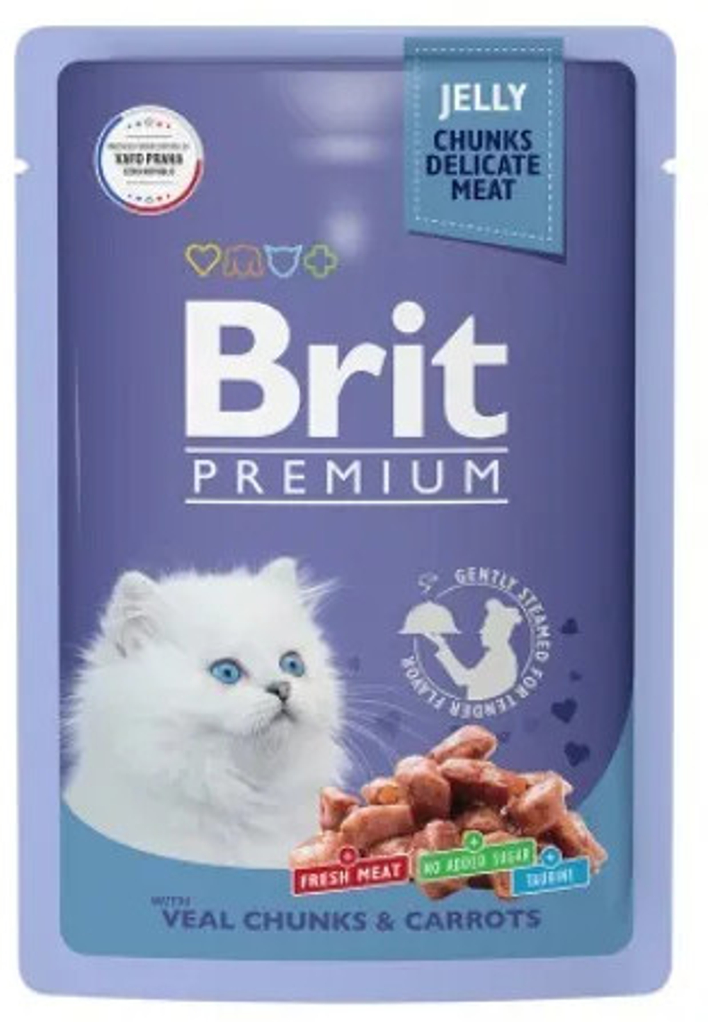 BRIT PREMIUM, Пауч для котят, Телятина и морковь в желе, 85 гр.