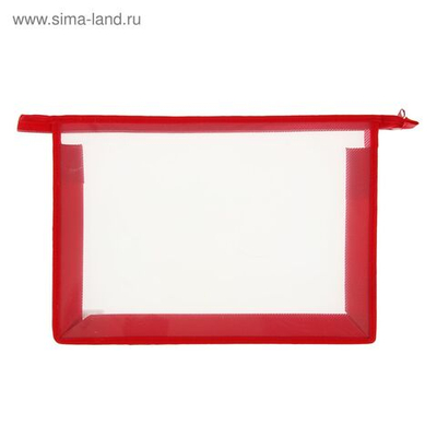 Папка пластиковая А4, 325 х 230 х 55 мм, молния сверху, Calligrata Офис , ПМ-А4-02, 0.5 мм, прозрачная, красная