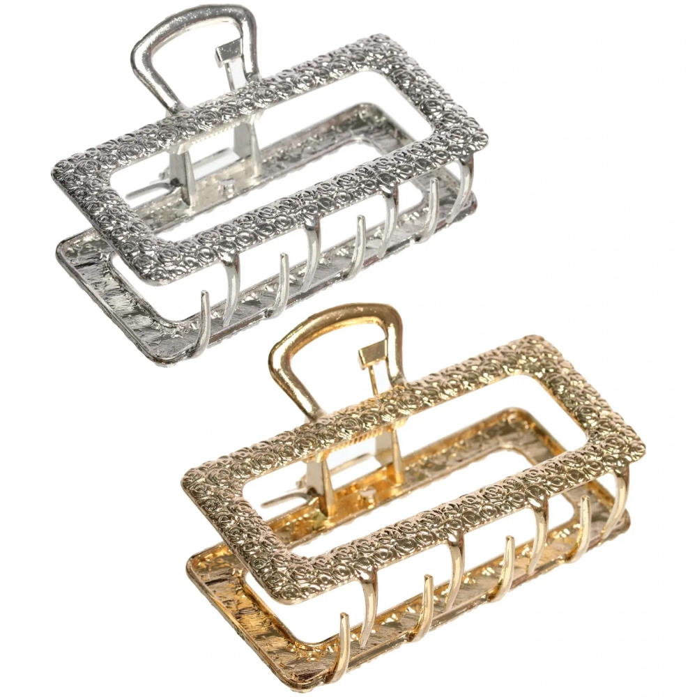 Заколка-краб для волос «AKS - DesignPRO», прямоугольник, цвет золото и хром, 6.7*3см