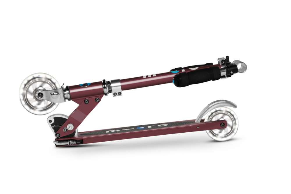 Самокат Micro Sprite Бордовый LED Дисконт