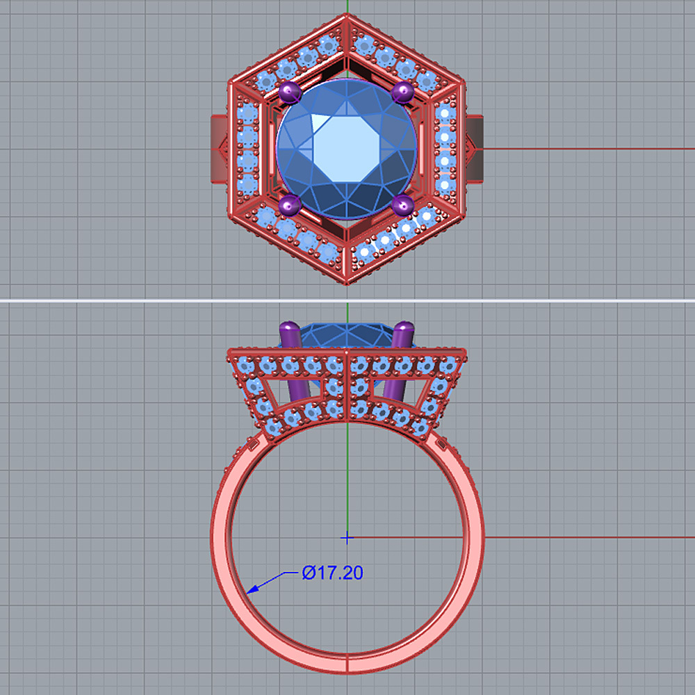 3д модель кольца с бриллиантами