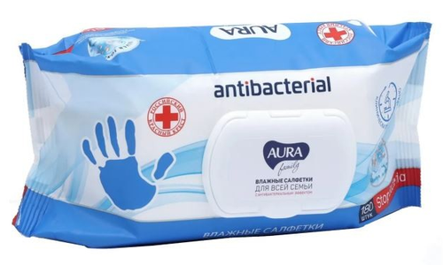 Влажные полотенца Aura Family с антибактериальным эффектом №60 (с крышкой)