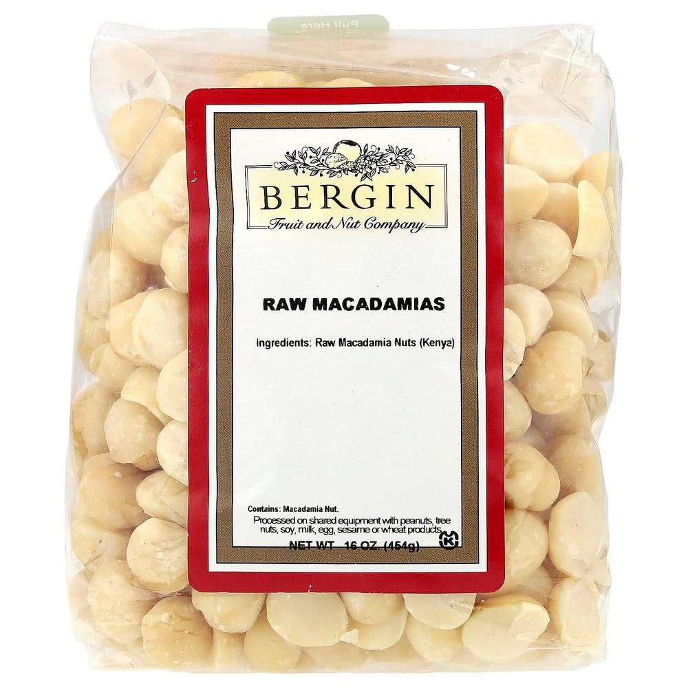 Bergin Fruit and Nut Company, сырые орехи макадамия, 454 г (16 унций)