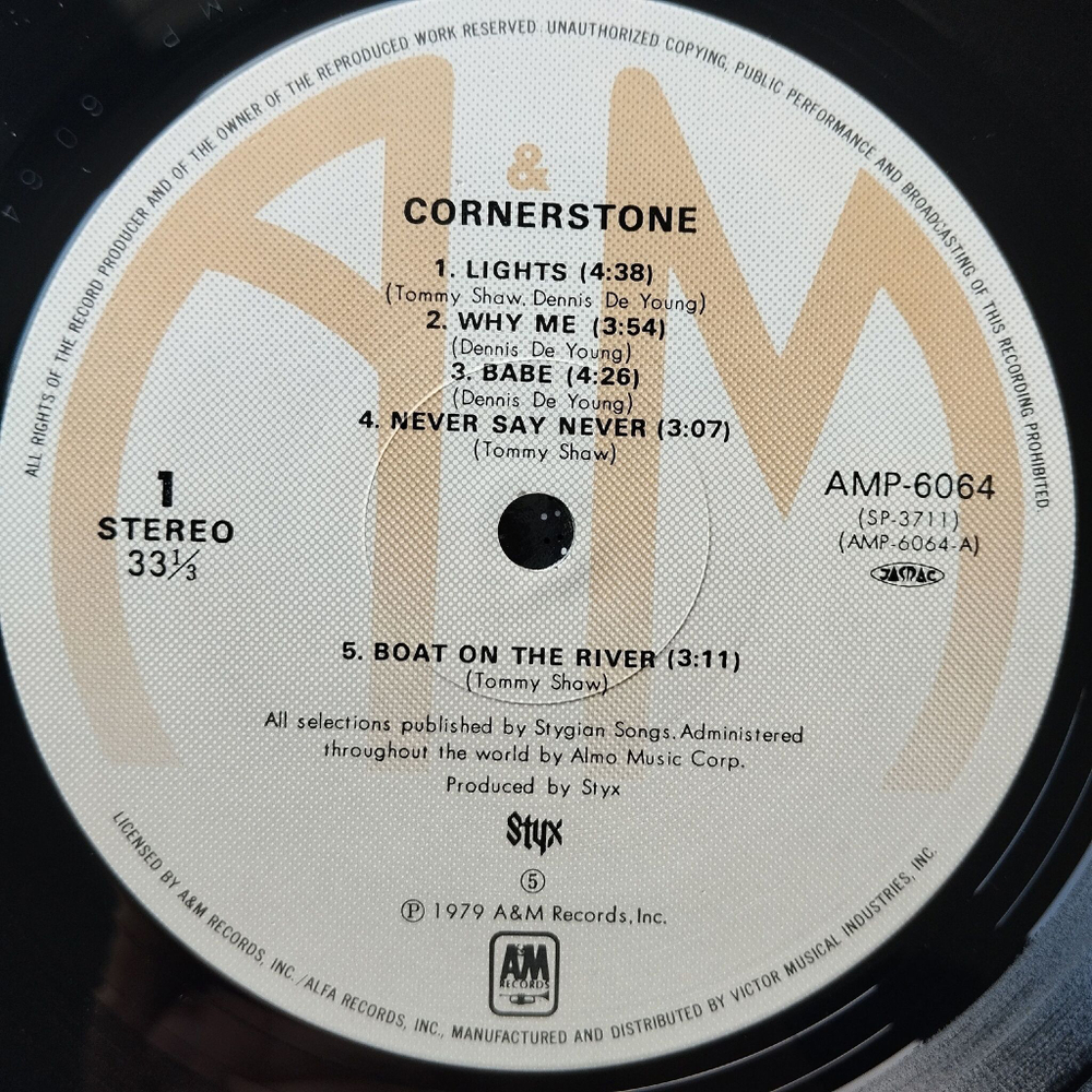 Винтажная виниловая пластинка LP Styx Cornerstone (Japan 1979) (Obi) Borrowed Time