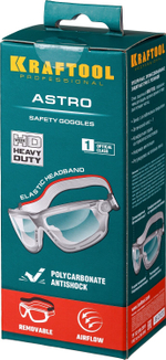 KRAFTOOL ASTRO, открытого типа, солнцезащитное стекло с антибликовым покрытием, защитные очки с непрямой вентиляцией (11009)
