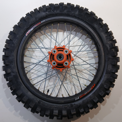 Колесо заднее в сборе 110/100-18 под ось Ф17мм Мотоцикл CRF 250/300 оранжевый