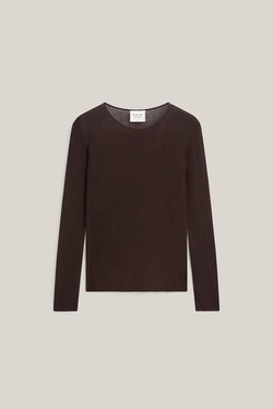 Massimo Dutti Шелковый топ с длинными рукавами - Limited Edition, коричневый