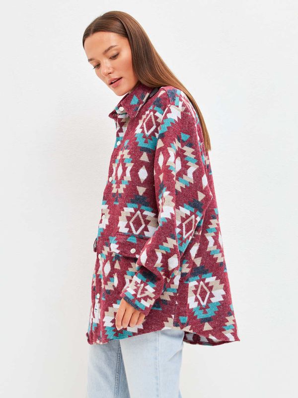 Рубашка Этно вишнево-бирюзовая - фото 5