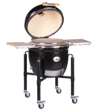 Керамический угольный гриль Monolith LeChef Pro 2.0 Black, 52 см, с ножками и столиками, чёрный