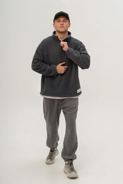 Толстовка KUL'TURA "HALF ZIP FLEECE" Темно-серый