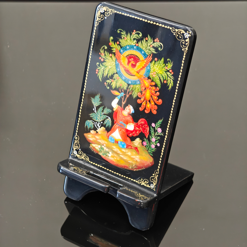 Сувенирная подставка для телефона с росписью Палех "Иван-царевич и Жар-птица"